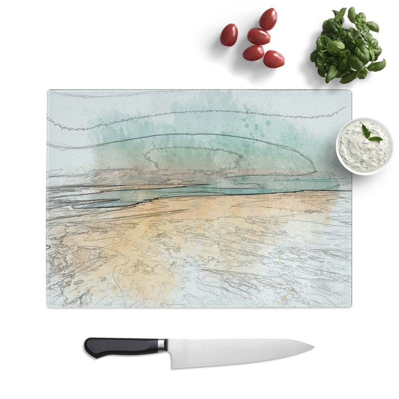 Tempered Glass the Dead Sea in Israel in Abstract Chopping Board, 39 cm W x 28.5 cm L