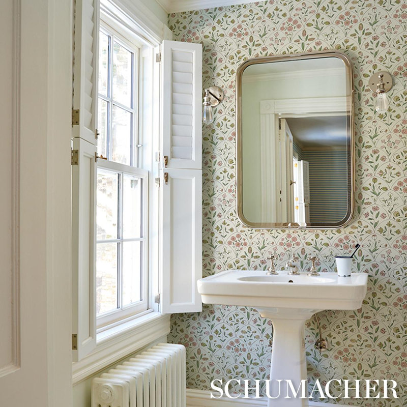 Frances Scallop Floral Wallpaper, Pink