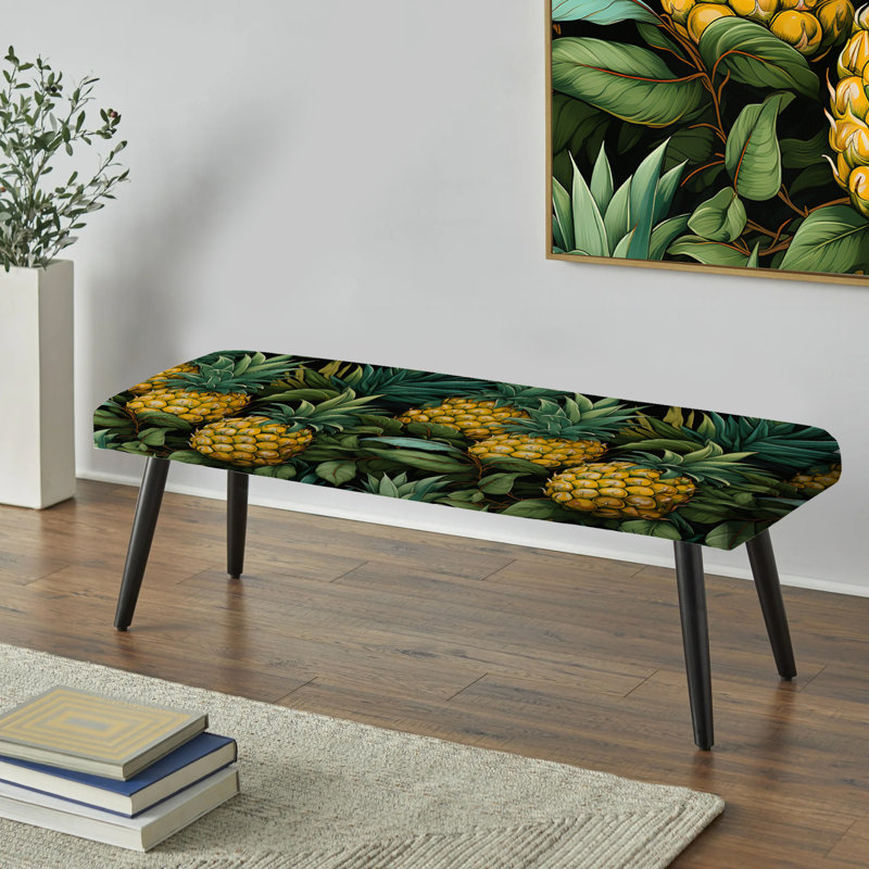 Pineapple Delight - motif tropical - banc rembourré noir Tropical