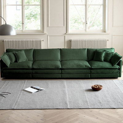 Canapé de style Mid-Century rembourré en chenille avec 5 coussins décoratifs, conception modulaire pour le salon