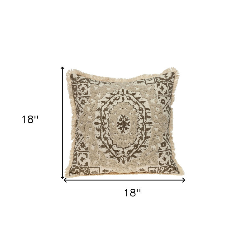 Coussin décoratif transitionnel Parkland, Beige / Brun