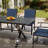 6-Person Patio Dining Set Powder Coated Steel Stackable Ergonomics Dining Armchairs Rectangular Table Umbrellas-7460593-7460594
