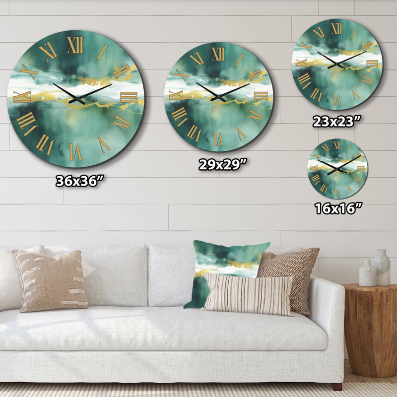 Impression d'aquarelle bleue avec horloge murale V, Moyenne