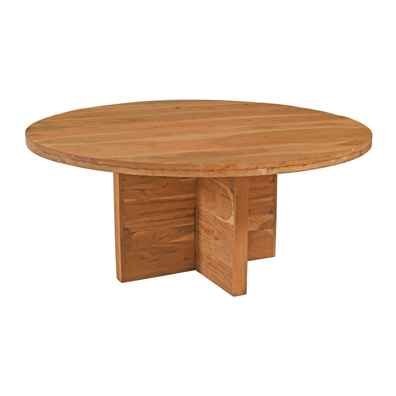 Rounded Solid Wood Dining Table, Natural, 70" W x 70" L