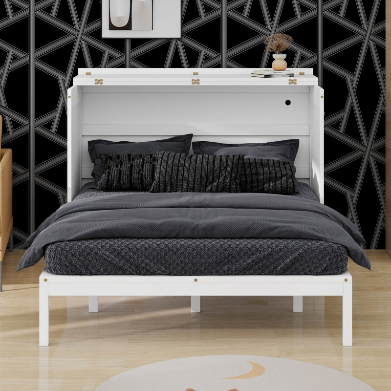Lit escamotable avec rangement de tiroir, Blanc