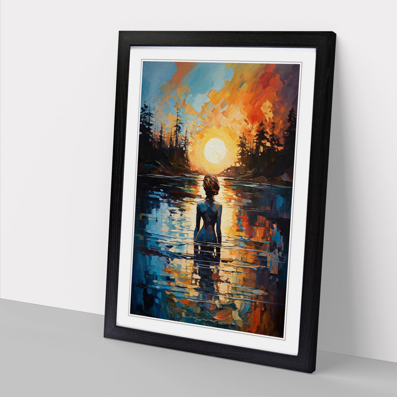Lake Gestural No.2 - Framed Print, Black , 64cm H x 46cm W x 2cm D