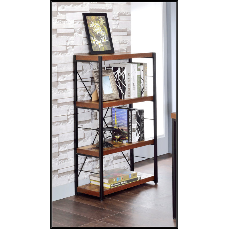 Weathered Oak And Black 3-Shelf Bookcase