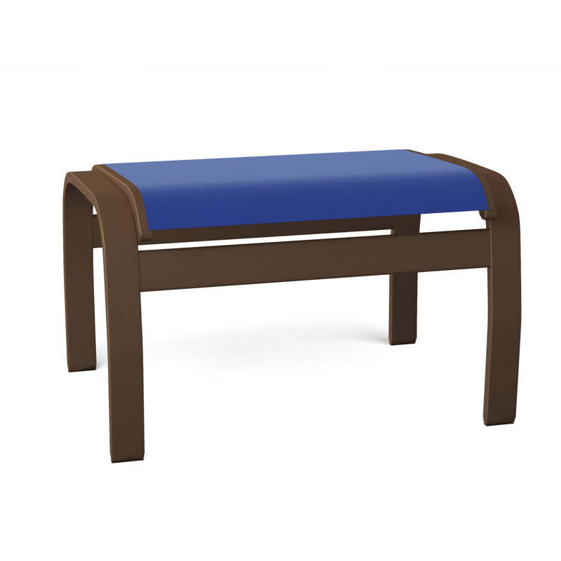 Repose-pieds d'extérieur avec coussin Askar, Atlantis bleu royal Sunbrella®, Bois de plage texturé