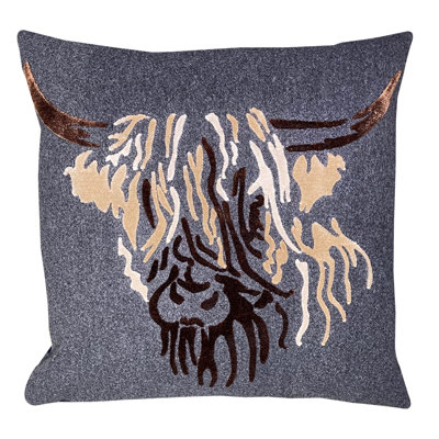 Neneh Abstract Grey Sqaure Throw Cushion