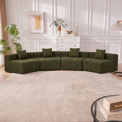 Canapé d'angle modulaire semi-circulaire avec 4 coussins