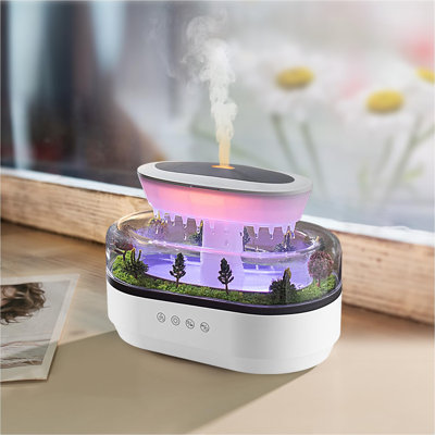 250ML Rain Cloud Essential Oil Diffuser Ultrasonic Humidifier with Water Drip Sound & Micro Landscape for Bedroom, Office & Home (White)