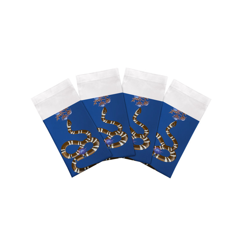 Thistle And Snake Cotton Sateen Dinner Napkins, Blue