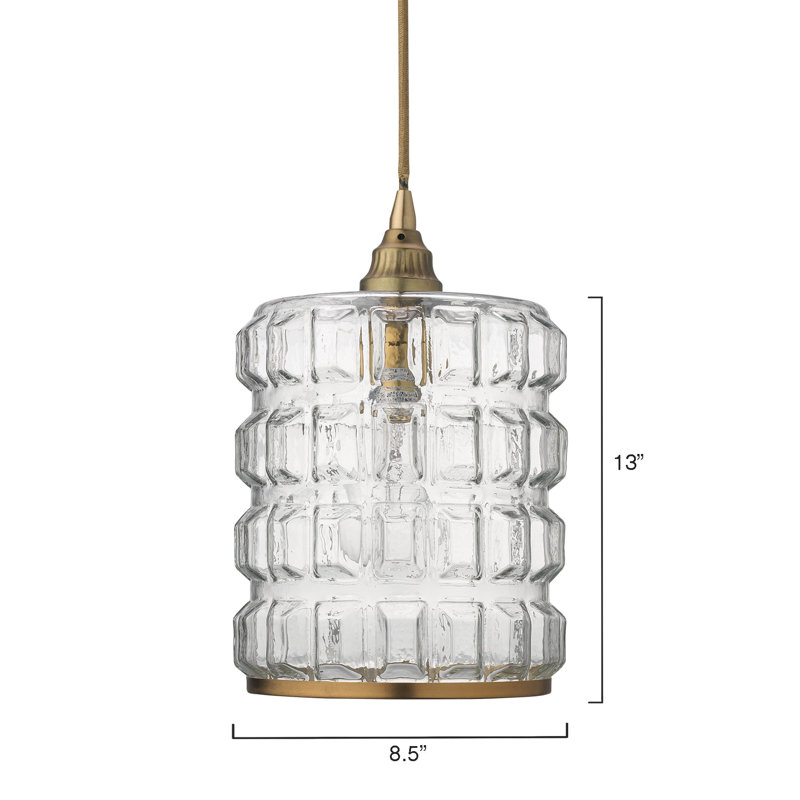 Luminaire suspendu cylindrique à 1 lumière Madison, Laiton