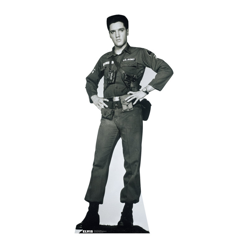 Lifesize Elvis Presley Army Fatigues Cardboard Standup