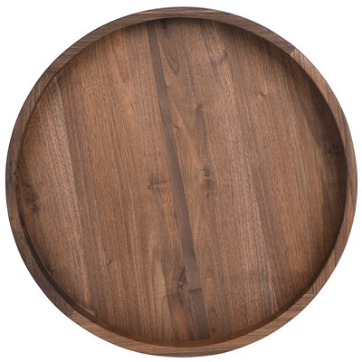 Arooj Round Solid Walnut Serving Tray
