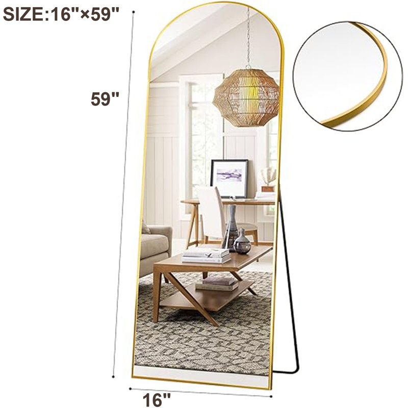 Miroirs inclinés et de plancher, 59 po x 16 po, Or