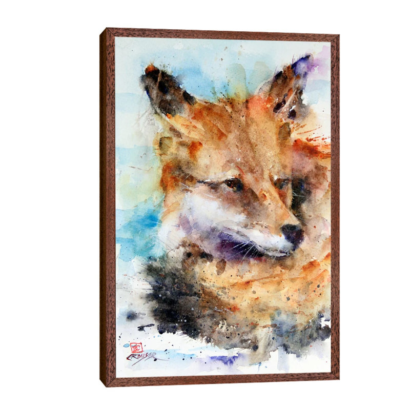 Fox by Dean Crouser - Floater Frame Painting on Canvas, Brown