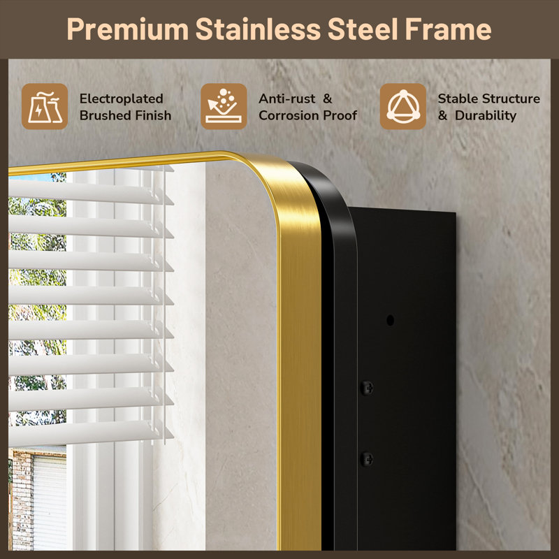 Gervon Rectangle Recessed Medicine Cabinet with Adjustable Shelves, Gold, 30" H x 26" W x 5" D