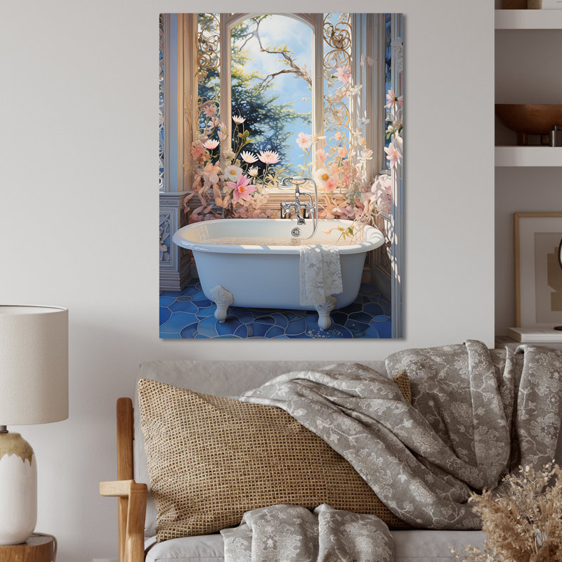 Bathroom Oasis I - Art mural en métal pour salle de bain, H 32 po x l 16 po x P 1 po