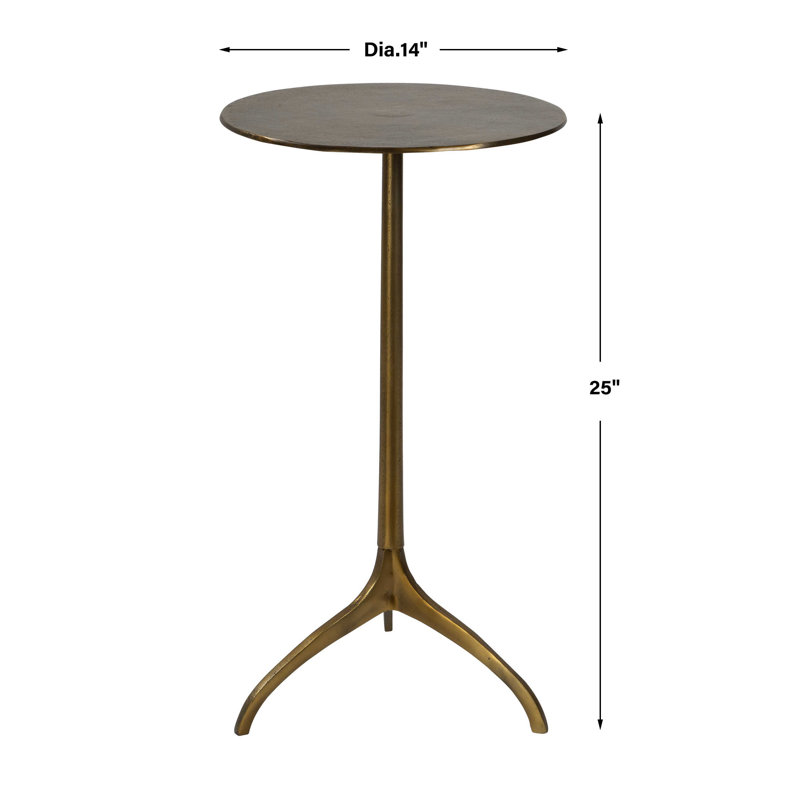 Antique Gold Round Aluminum Pedestal End Table