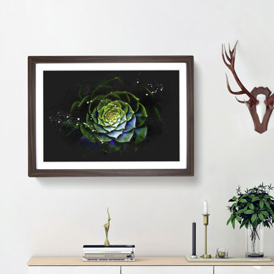 Dark Green Succulent Plant Paint Splash - Picture Frame Graphic Art