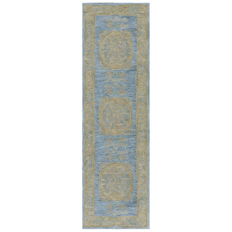 Constantinople 404 Hand Tufted Wool/Cotton Oriental Indoor Use Only Rug in Blue/Beige, Runner 2'3" x 8'