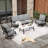Asfand 5-Person Metal Patio Conversation Set with Swivel Lounge Chairs-101303669-101628570