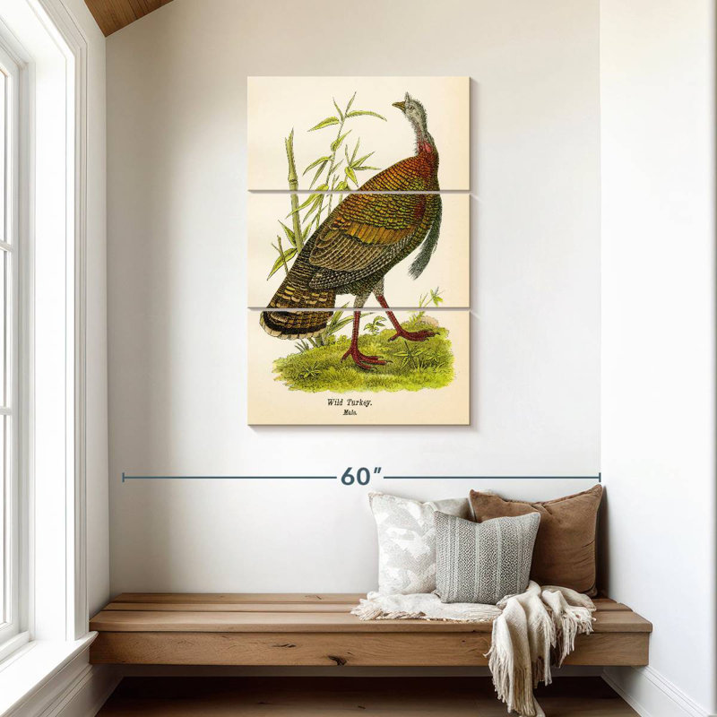 Brampt Wild Turkey Lithograph, 45" H x 28" W