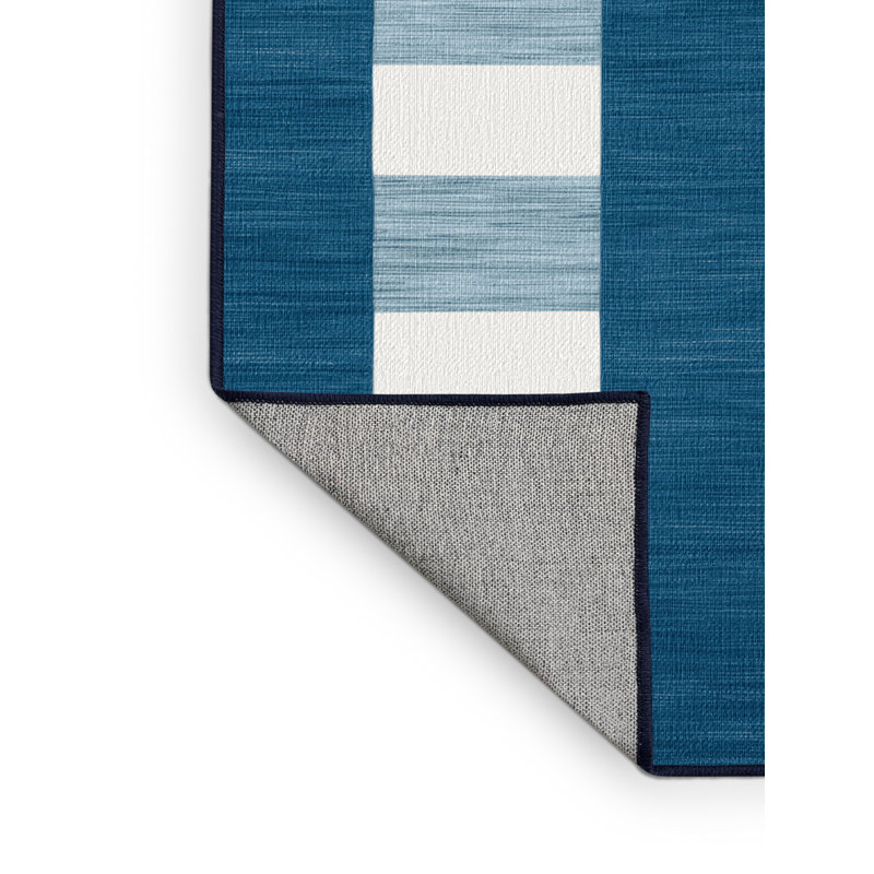 Tapis bleu à carreaux lavable à la machine, Carré 7 pi