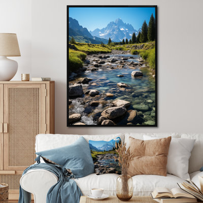 Sunny Day Mountain River Lakehouse Charm - Lakes & Rivers Canvas Print