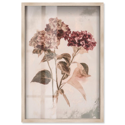 Décoration murale florale obscurcie à motif de boîte-cadre par Art Remedy, cadre blond, 17 x 25