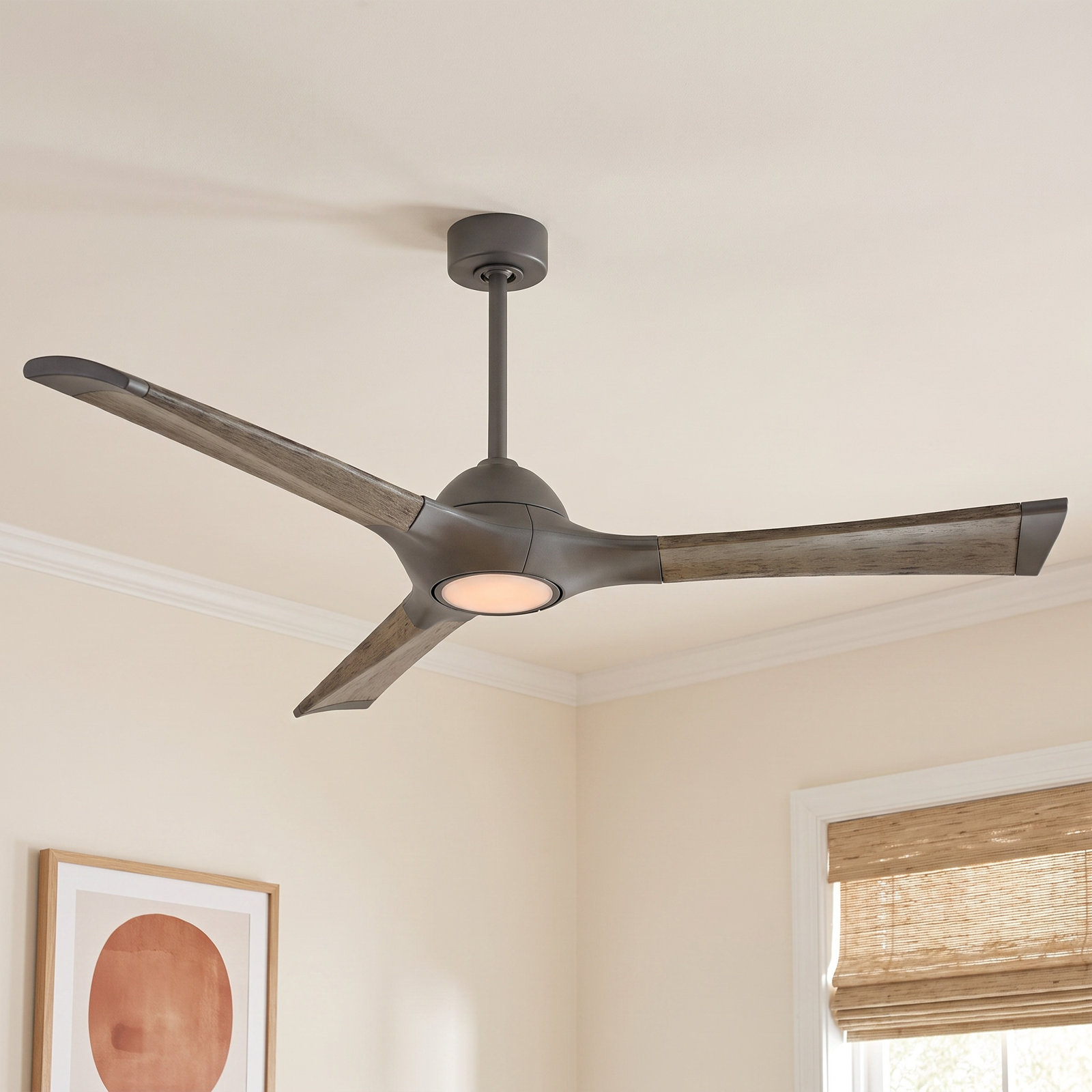 Woody Smart Ceiling Fan with LED Light Kit, 60", Graphite/Weathered Gray, 3000K