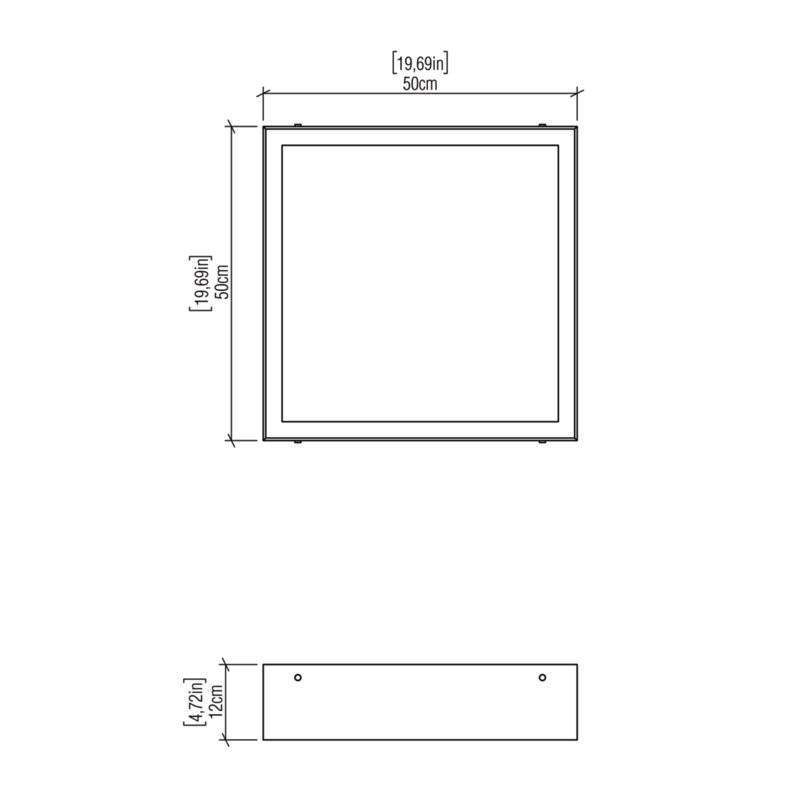 Plafonnier encastré 1 lumière DEL Meio, H 4,68 po x l 19,5 po x P 19,5 po, Blanc organique