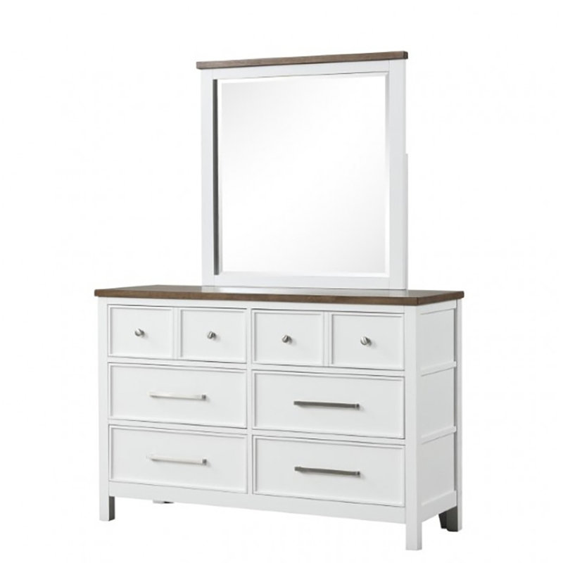 Commode 6 tiroirs avec miroir Giordani, Blanc