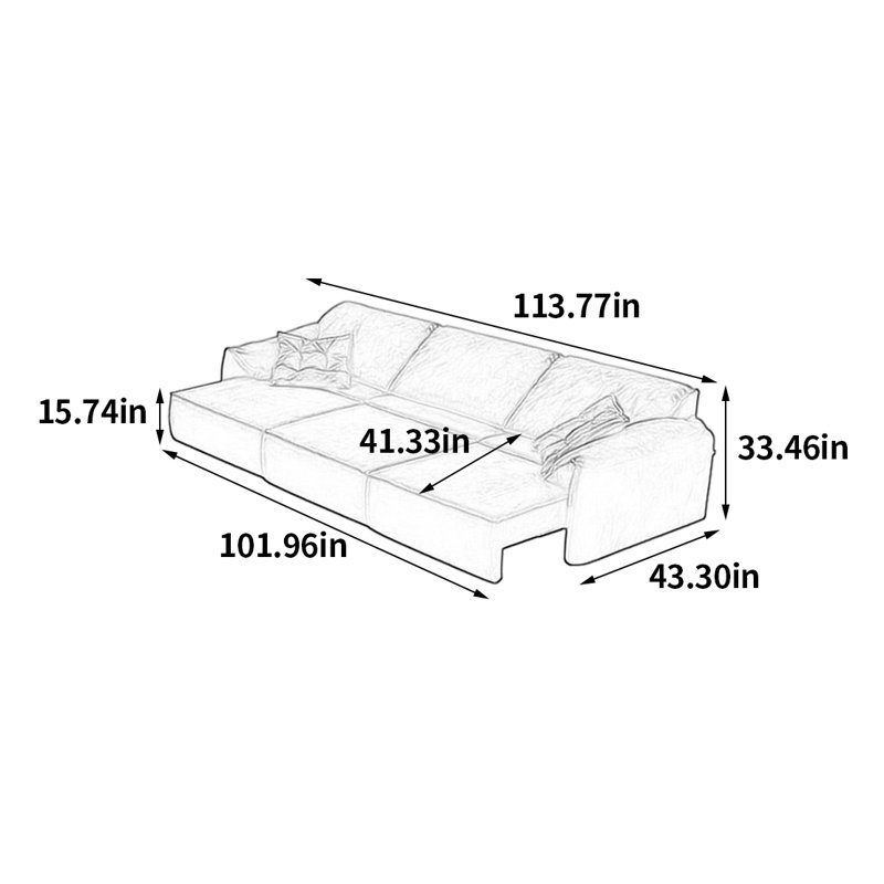 Canapé électrique multifonctionnel intelligent, 3, H 33,46 po x l 113,77 po x P 43,3 po