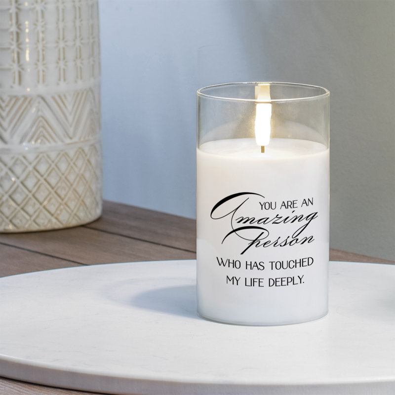 Flameless Glass Jar Candle with Holder