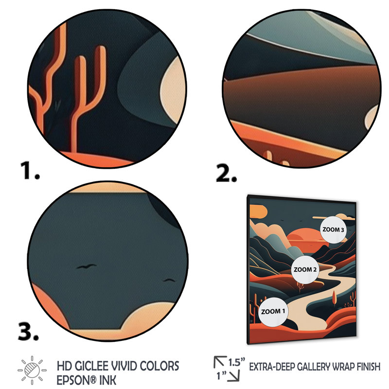 «Pine Tree In Graphic Terra Cotta Mountains II - Landscape Mountains», reproduction d'art murale, H 32 po x l 24 po x P 1 po