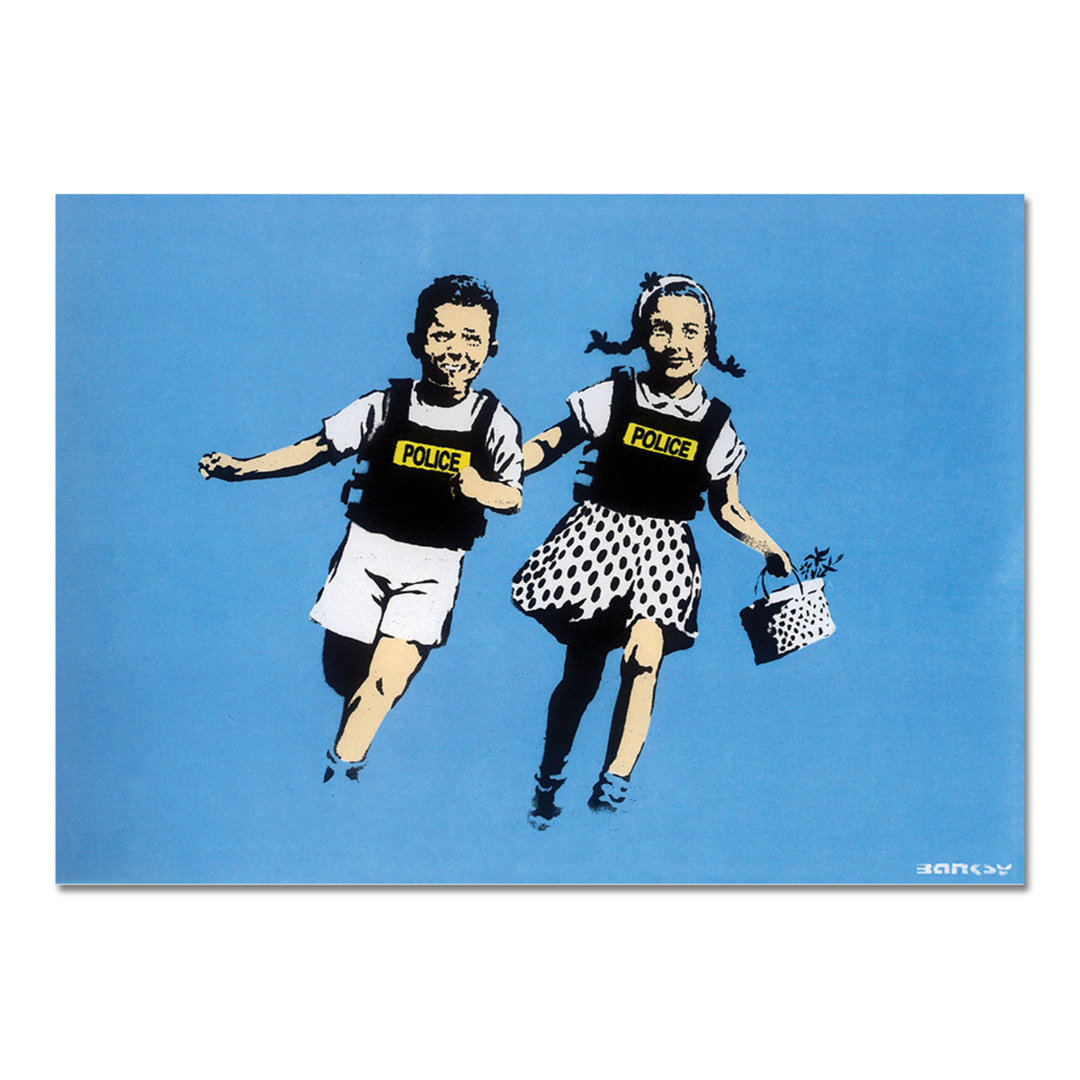 Kunstdruck Jack und Jill, Kinder der Polizei, Blau von Banksy