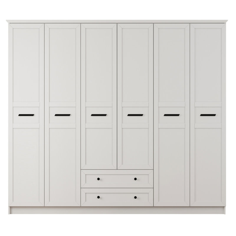 Hegins 6 Door Manufactured Wood Wardrobe, 184cm H x 210cm W x 52cm D