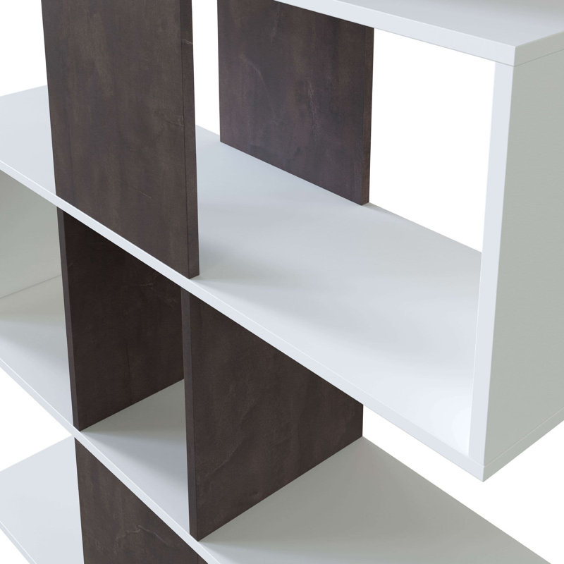 Bhrigu 145cm H x 145cm W Geometric Bookcase, Brown/White