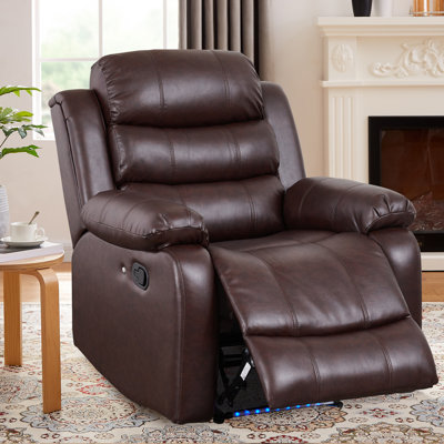 Fauteuil inclinable manuel en similicuir 34,25 po avec éclairage ambiant à DEL - Salon Confort