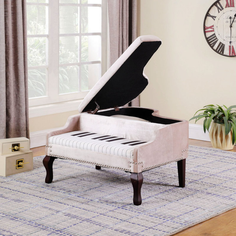 Repose-pieds avec rangement Krysha, Tissu beige