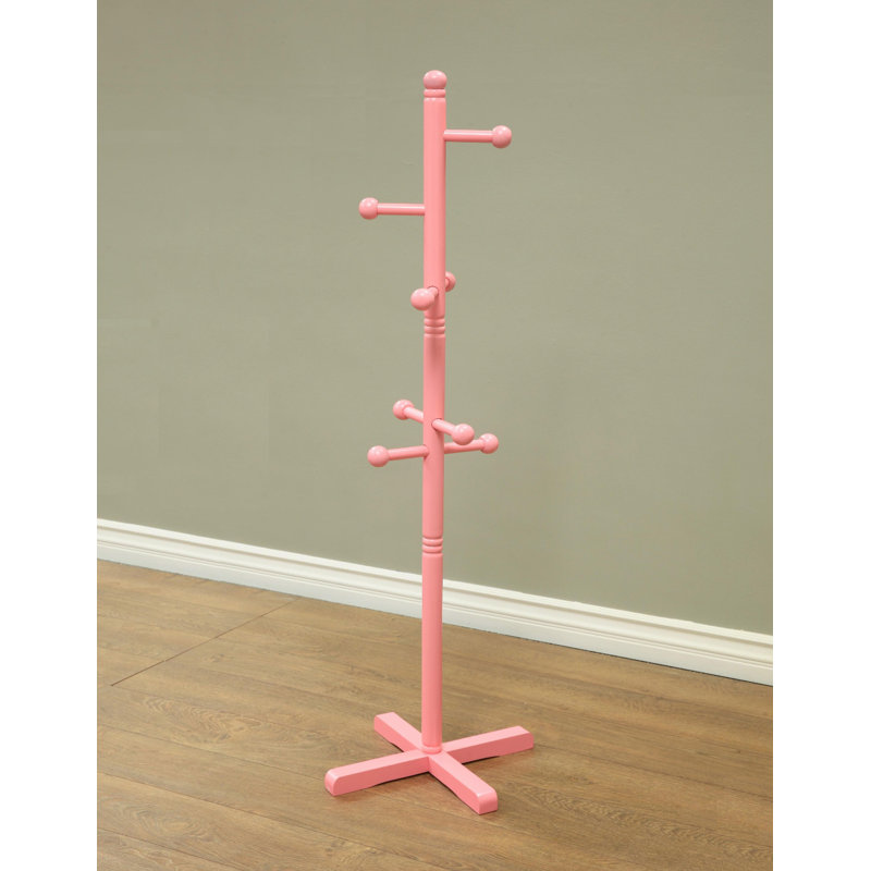 Solid Wood Freestanding Coat Rack, Pink