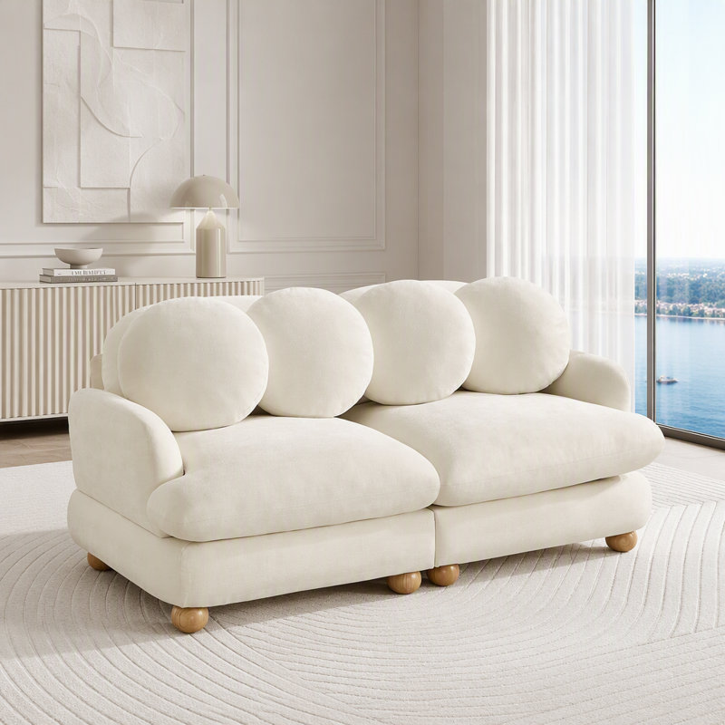 Canapé modulaire modulaire avec revêtement en chenille, Chenille beige