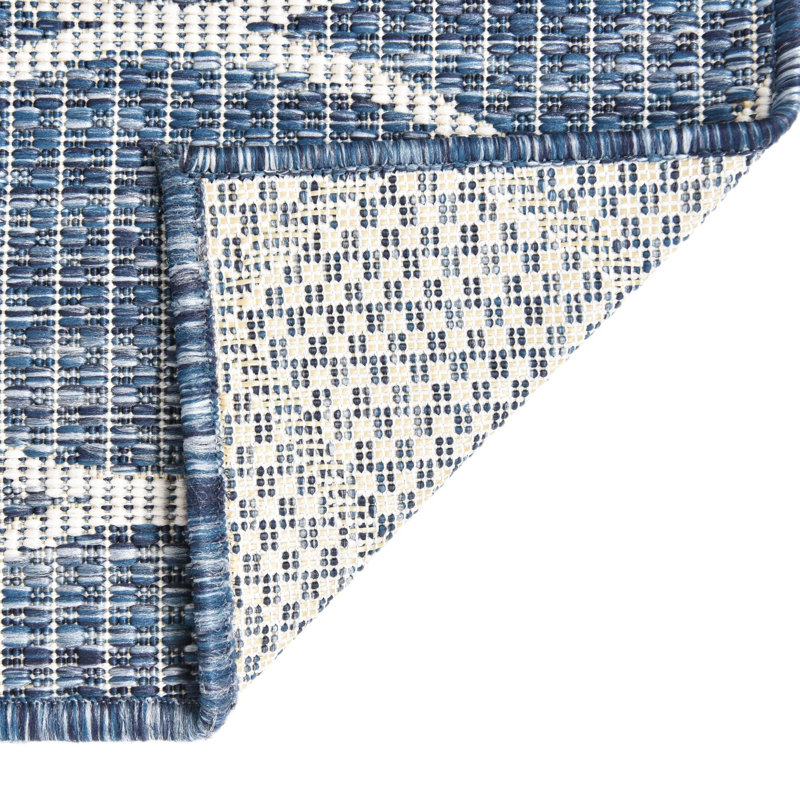 Blue Gitter Indoor/Outdoor Trellis Rug, Runner 2'11" x 10'