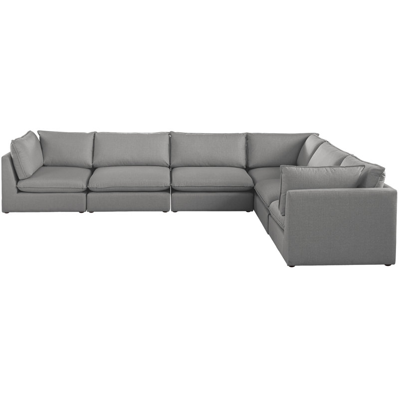 Tupman Upholstered L-Shaped Sectional Reversible, Grey Linen Textured Fabric