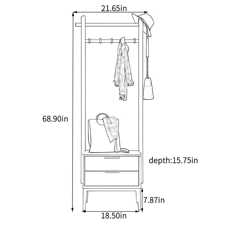 Portemanteau, armoire à chaussures, plateau à langer, Beige