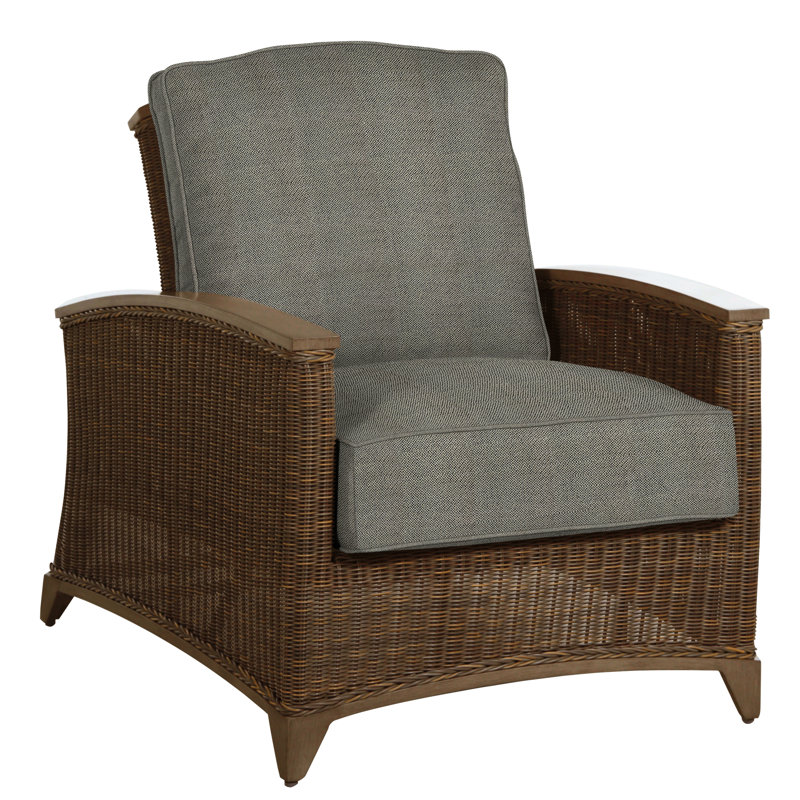 Astoria Patio Chair with Cushions, Astoria #90 Raffia/Oak, Rollo Lace InsideOut® Linen, Welt