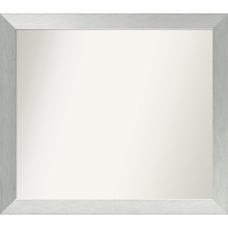 Miroir de salle de bain mural en argent brossé sans cadre, Rectangle, 30 po x 34 po