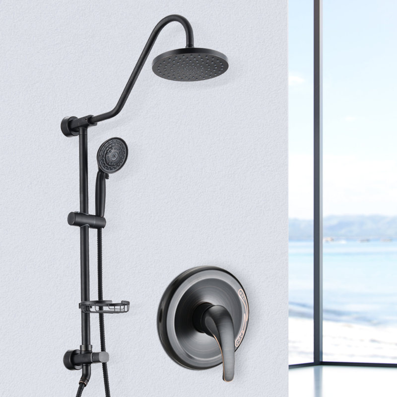 Système de douche mural avec pluie de 8 po et à main - hauteur et angle réglables avec tête autonettoyante